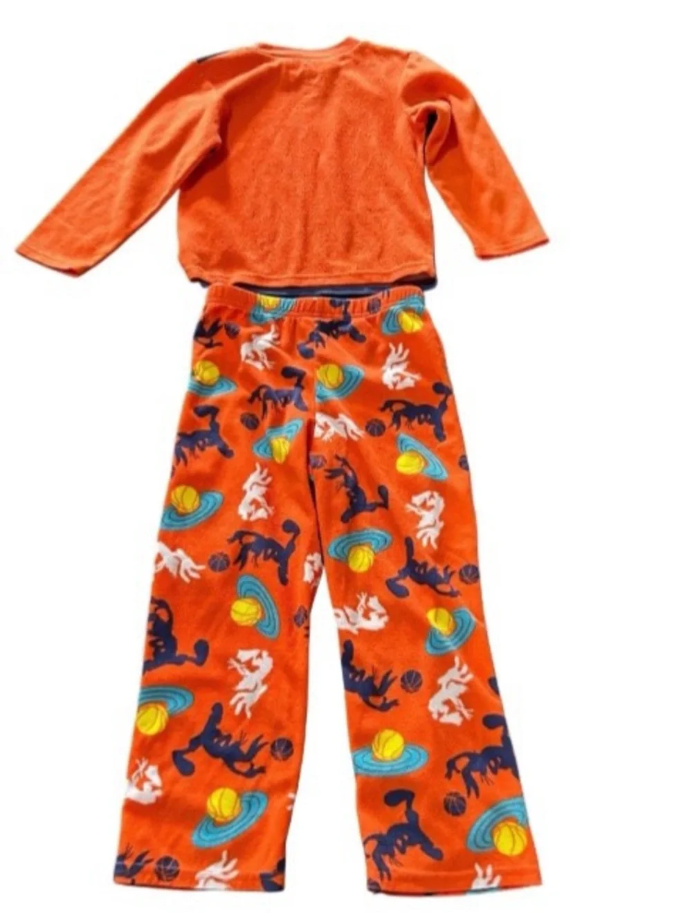 Kids Size 5/6 Pajama Set Space Jam Fleece Top & Bottoms